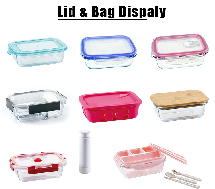 825ml Square Clear Partition Lunch Boxes Microwave Glass Bowl Glass Crisper