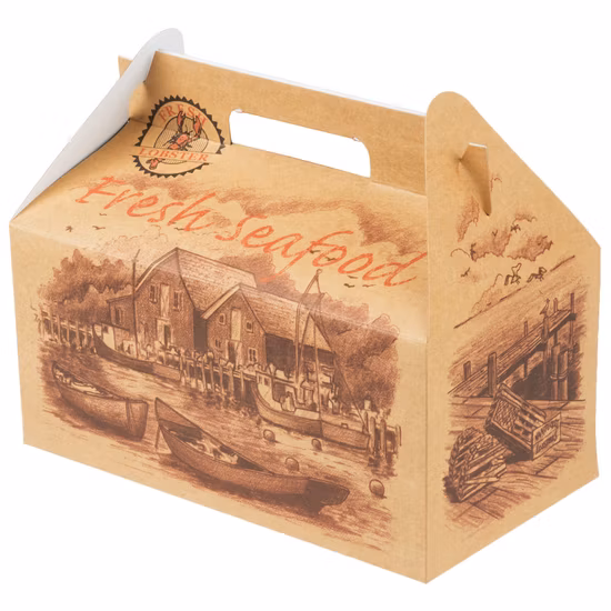 Kraft Treat Gift Paper Cardboard Boxes with Handles and Food-Grade Take out Bag for Party Favor Candy Goodie Picnic Snacks