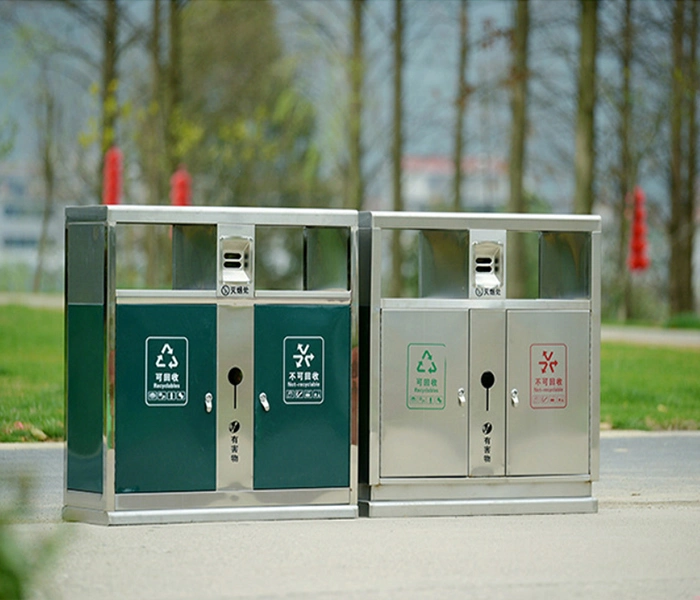 Recycle Hotel Outside Square Stainless Steel Dust Trash Can