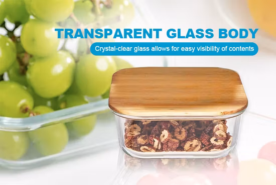 Boîte à déjeuner ronde de 370ml, bol en verre pour micro-ondes, bac à légumes en verre avec couvercle