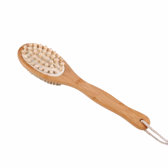 Brosse de bain à manche en bambou FSC avec brosse pour le corps à tête de message