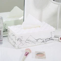 Boîte à mouchoirs en plastique de marbre de support de tissu de décor de ménage à la mode imprimé personnalisé