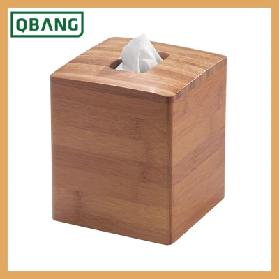 Boîte à mouchoirs en bambou de forme carrée, porte-papier pour voiture, conteneur à mouchoirs pour vente chaude