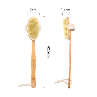 Brosse de bain pour peau sèche de marque privée, brosse en bambou naturel pour la Cellulite, brosse exfoliante pour le corps